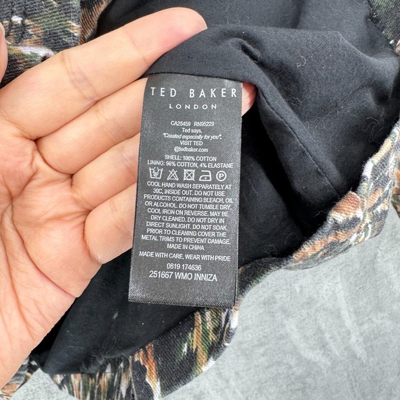 Ted Baker Jacket Womens 6 Inniza Cargo Urban Printed Pockets Camo Belted Green - Picture 10 of 14